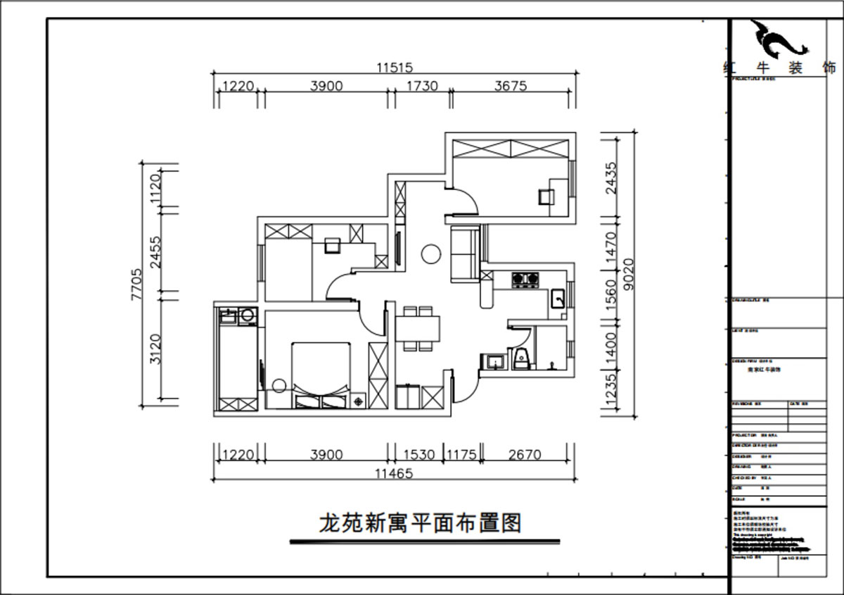 朱彦｜龙苑新寓四村6-22-302-75㎡-现代简约风格｜2室2厅1卫｜老房改造｜定制家｜全包10万｜00_02平面布置图